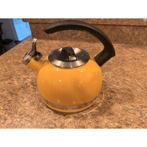 Vintage Kitchen Aid Citrus Sunrise  Kettle with C Handle and Trim Band Yellow